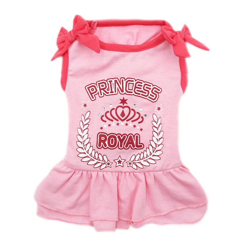 KYEESE Dog Dresses Pink Bowtie Pet Clothes for Yorkshire Vest Shirt Dog Sundress Princess X-Small - Image 1